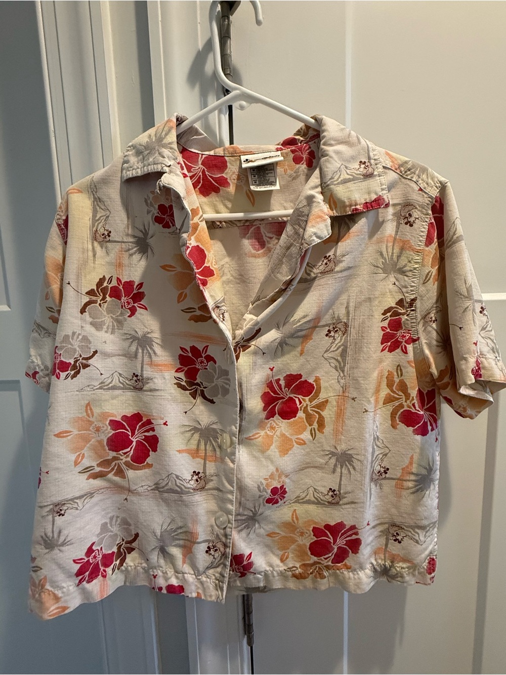 Walt Disney World Minnie Mouse 100% Silk Hawaiian Shirt Ladies Medium